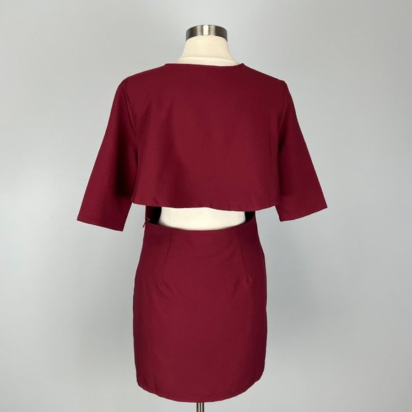 Tobi Womens Burgundy Deep V Neck Mini Dress Cutout Open Back size Large - Picture 4 of 10